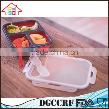 Silicone Collapsible Lunch Bento Box With Spoon and Fork