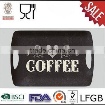 Black custom printing custom logo melamine serving trays wholesale