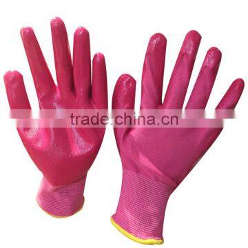 NMSAFETY planting rose anti light water use 13 gauge nitrile on palm colorful garden gloves