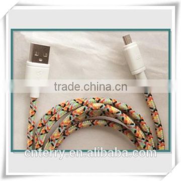 1.4M woven nylon cloth usb data cable for iPhone &Samsung