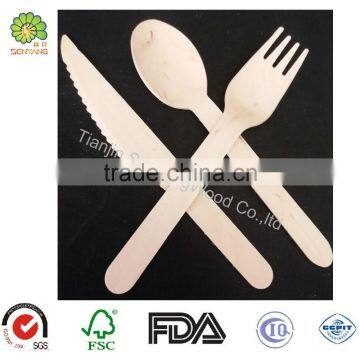 Restaurant Disposable Wooden Cutlery Spoon Fork Knife Set