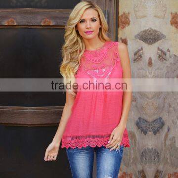 Lace Crochet Neck Latest Design Ladies Tops Image 2016 photo-2