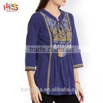 Long Kurti Neck Designs of Kurtis Blue Embroidery Kurti With Jacket Designs Image photo-3