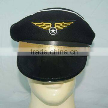 black child's pilot hat with gold embroidery logo