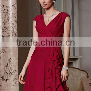 2015 Newest Style Luxurious V Neck Red Bridal Dress photo-2