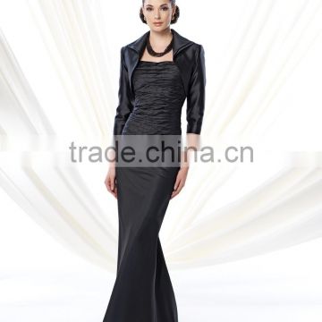 2 pieces formal long sleeve satin mother prom dress