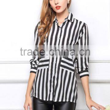 Newest Best Summer Designs Elegant Blouses for Lady Fashion Shirt Blouses for Women Stripe Fashion Blouses 2015 photo-4