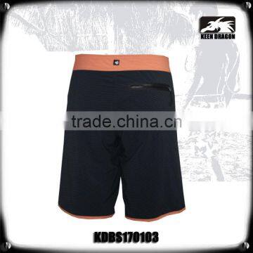 Stripes Printing Surf Board Shorts With Orange Waistband photo-3
