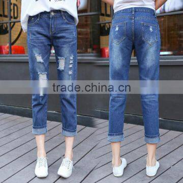 Zm40640b Loose Design Women Big Size Trousers Ladies Jeans Ninth Pants photo-4