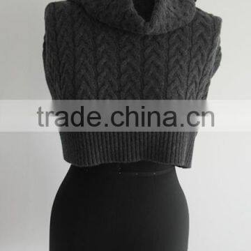 Fashion Cable Knit Short Shoulder Turtle Neck Sweater
