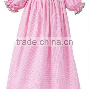 Pink Smocked Noel Tree Bishop Dress