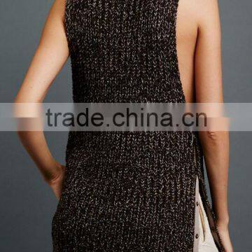 EY0868S Wholesale Women Sweaters and Pullovers Turtleneck Sleeveless Knitted Sweater Autumn Pullover Sexy Women Sweaters photo-2
