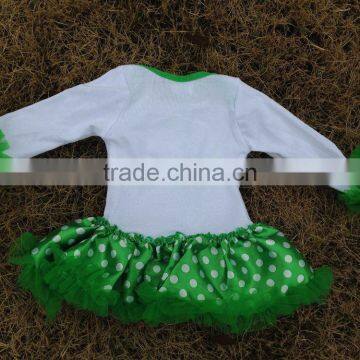2015 St Patrick Shamrock Baby Romper Dresses Cottom Romper With Matching Necklace and Bow Set photo-2