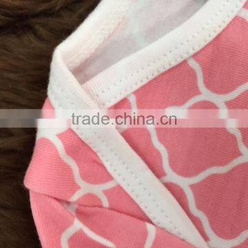 2015 New Pink Quatrefoil Baby Romper Tutu Romper Dress With Matching Headband and Leg Warmer photo-3