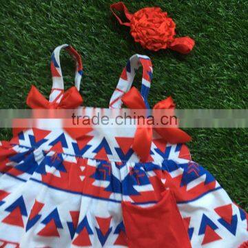 2016 New Baby Girl 4th of July Swing Outfits Little Girls Swing Top Bloomer Set May Memorial Day Outfits With Headband photo-2