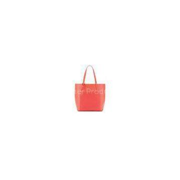 Bright Orange Saffiano Leather Shopper Handbag Tote With Pure cotton Lining