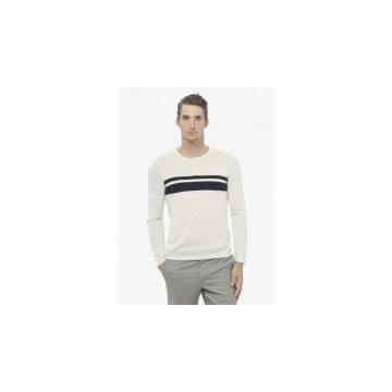 men chest stripe wool and cashmere sweater