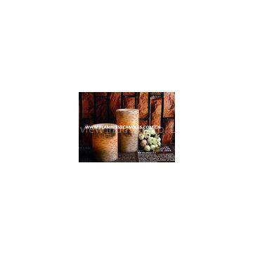 Ivory Wax Melted Edge Unscented LED Flameless Candles / Color Changing Pillar Candle