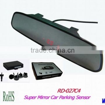 Wireless Super Slim Rearview Parking Sensor Kit Reverse Mirror LED Display RD-027C4