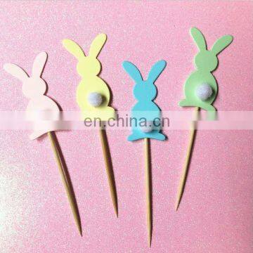 New Design Cute Colorful Rabbit Cupcake Topper Birthday Cake Decorations