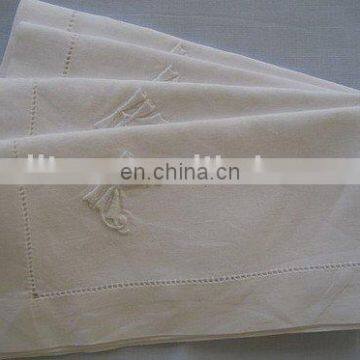 100% linen napkins with monogrammed and ladder hemstitch