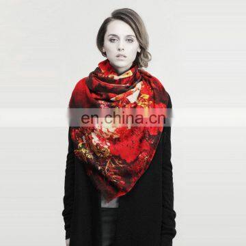 Custom made top quality printed 100% wool scarf