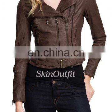 Hot sale cheap slim fit leather jackets for women