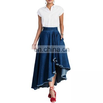 Fashion Latest Design Soft Women Maxi Denim Skirt