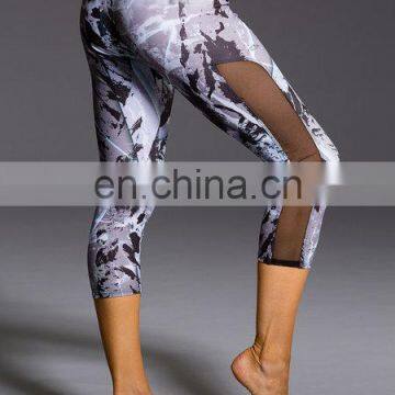 running pants digital printed mesh matching women yoga leggings