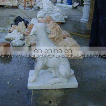 white marble dog sculpture