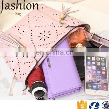 CR High Reputation Manufacture Handbags Latest Model Tassel Bag Long Strap Hollow Pattern Shoulder Bag Handmade Leather Bags photo-5