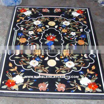 Marble Inlay Dining Table Top , Marble Pietra Dura Dining Table Tops