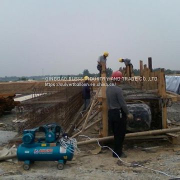 diameter 900mm, 15meter long pneumatic tubular form for ring culvert construction, double-rings culvert construction