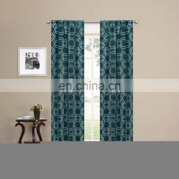 Geometric Print Light Filtering Blackout Panel Window Curtain Holdback