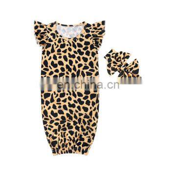 Colorful Blooming Flower Pattern Flutter Sleeve Wholesale Baby Girls Sleeping Bags.matching Headband photo-3