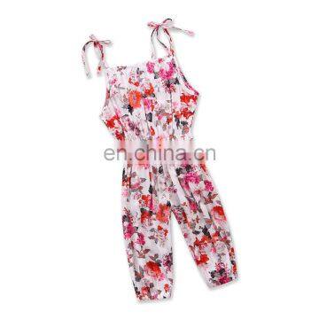 Girl Full Flower Design Jumpsuit Baby Sleeveless Summer Romper 2Colors 5Size for 2-7T photo-3