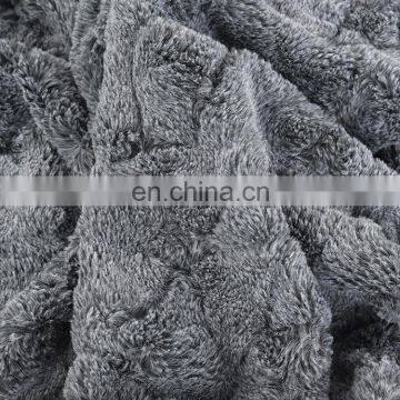 New Luxury Grey Color pv Fur Minky Brushed Double Plush Throw Blanket photo-6