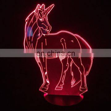Cute Unicorn LED Night Light Animal Lamp Desk Table Decor For Children Party Bedroom Kids Gifts 3D Horse Lamp photo-4
