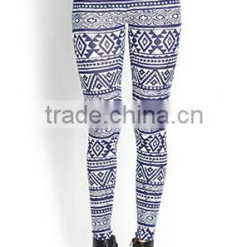 Geo Tribal Print Leggings With Elasticized Waist