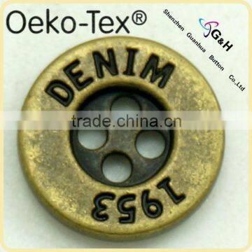 Denim 9mm 4 hole metal buttons