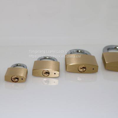 Good quality reliable anti theft solid brass body hardened shackle 40mm thin type brass padlock