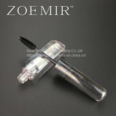 hot japan cosmetic 10ml Plastic White Black Flat Mascara Tube With Comb Brush