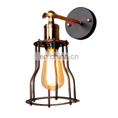 2019 Vintage Industrial Iron Cage Wall Lamp Retro E26 E27 Metal Lamp Holder Home Bedroom Corridor Warm Light Lamp