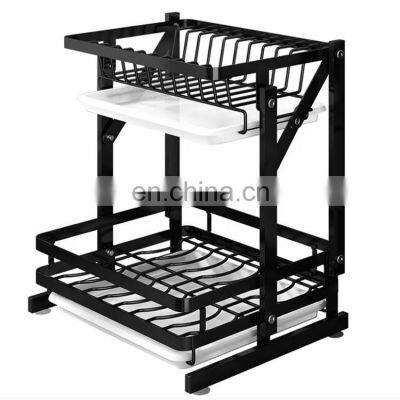 Stainless Steel 2-tier Wall Mounted Folding Dish Drying Rack Kitchen Plate Rack Kitchen Dish Rack