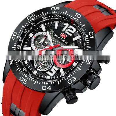 MINI FOCUS MF0290G Fashion SPORT Quartz Watch Luminous Hands Male Clock Calendar Mens Brand Luxury Silicone Strap Wristwatch