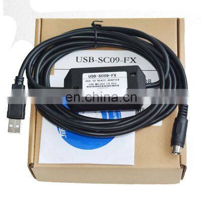 New PLC Programming USB-SC09-FX Cable for Mitsubishi MELSEC USB to RS422 Adapte