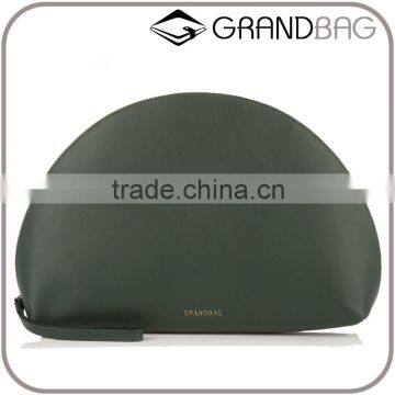 Curved round shape simple genuine leather clutch, 2016 fashion half moon shape leather evening clutch handbag for ladies