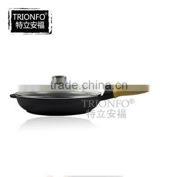 Pre-seasoned cast iron cookware wood handle cast iron griddle pan manufacturer china