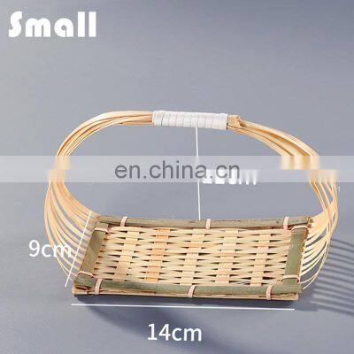 Mini Bamboo Weaving Storage Basket Bamboo Platter Tray For Decor Table photo-5