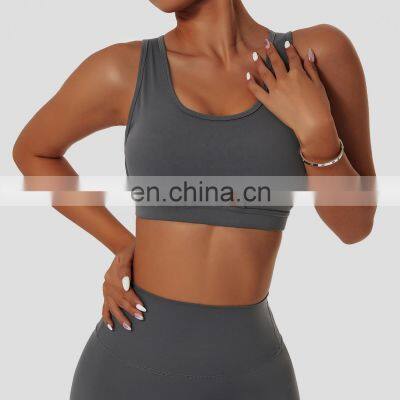 Wide Shoulder Straps Sexy Sports Bras Wholesale Backless Four Way Stretch Yoga Tops photo-3